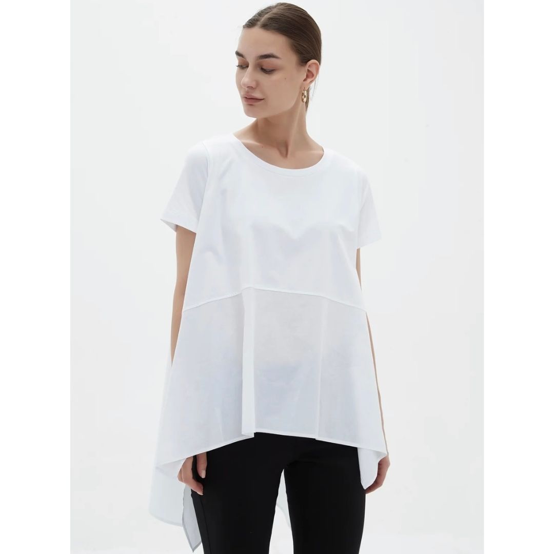 Tirelli Short Sleeve Ava Top in White - Brenda Muir Ladieswear