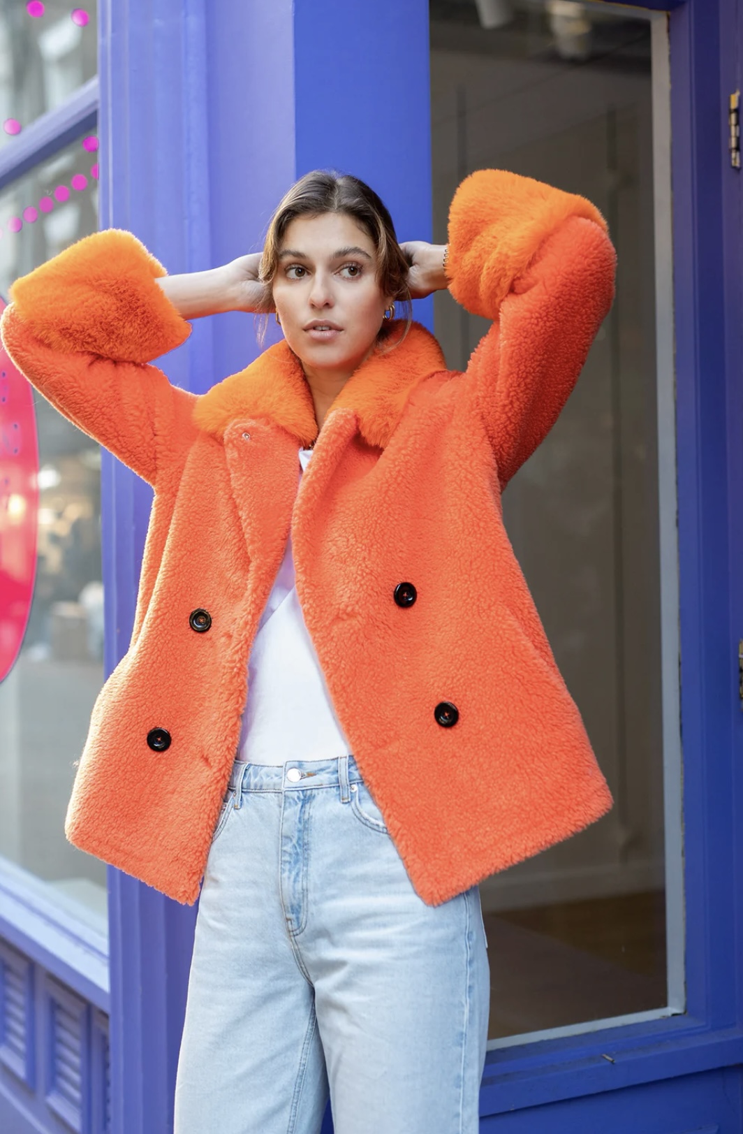 American Dreams Fiona Wool Coat Short Orange - Brenda Muir Ladieswear