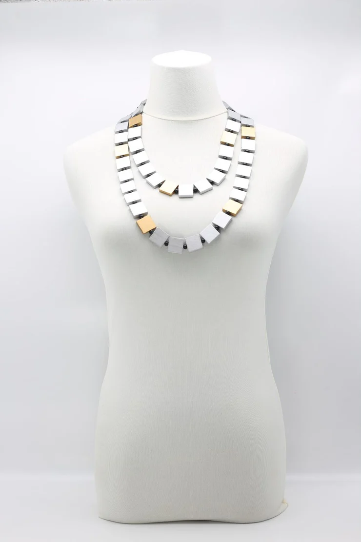 Jianhui Necklace Long Silver/Gold Squares - Image 2