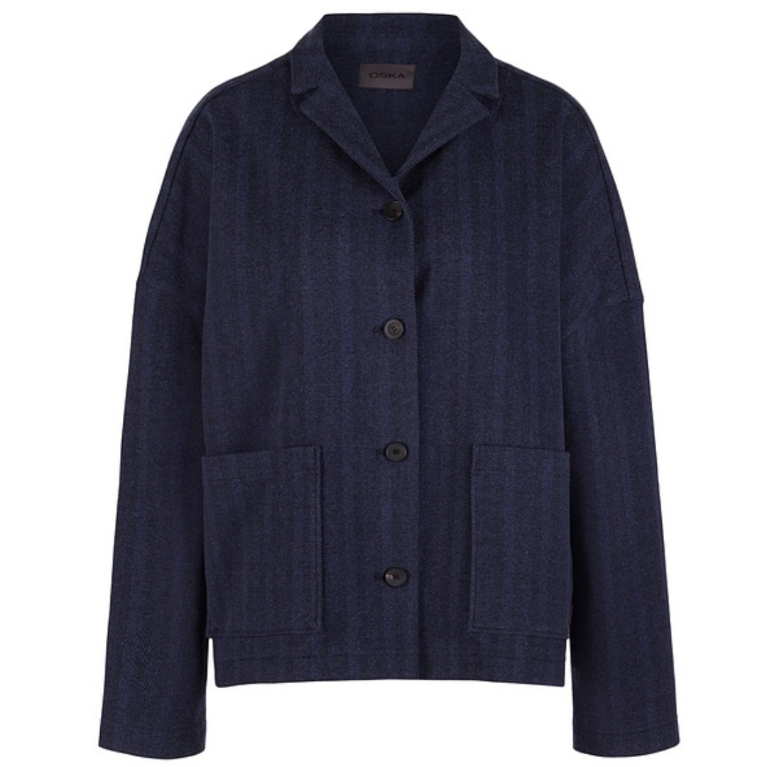 Oska Navy Herringbone Jacket
