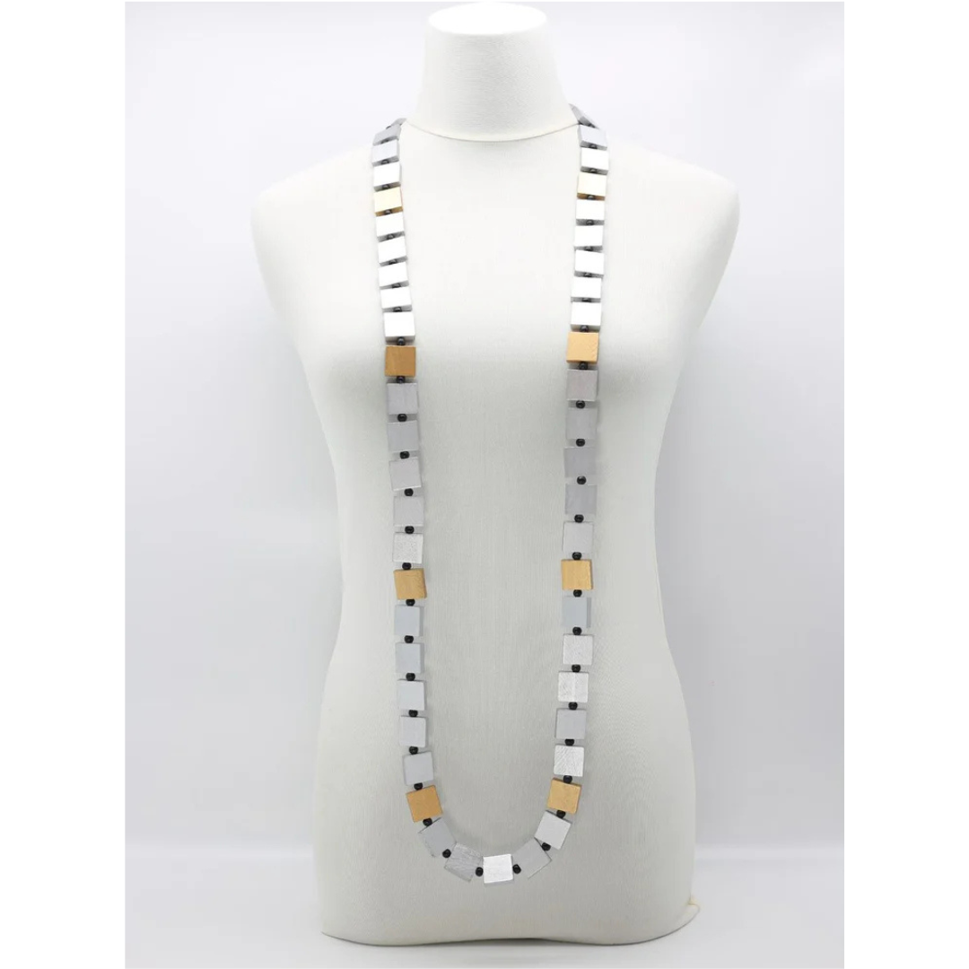 Jianhui Necklace Long Silver/Gold Squares