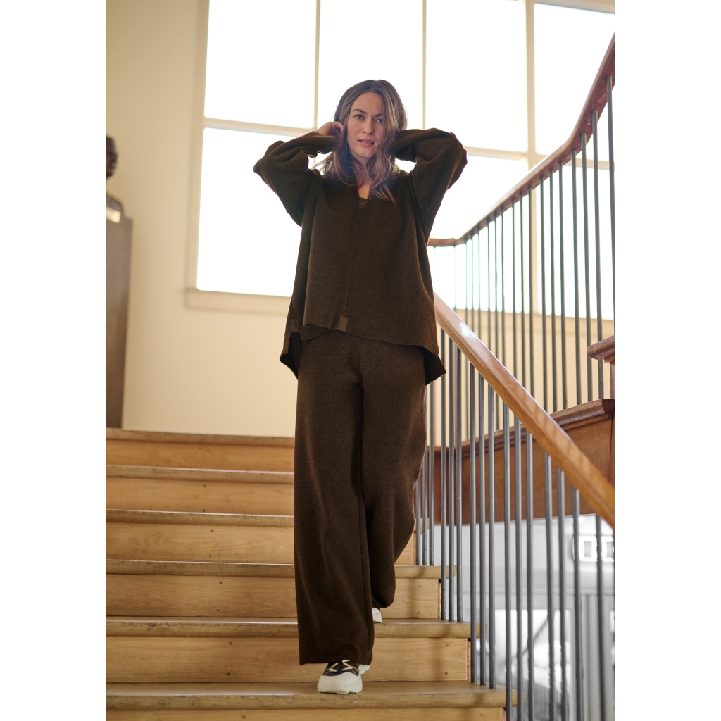 Henriette Steffensen Flare Trousers In Chocolate - Image 2