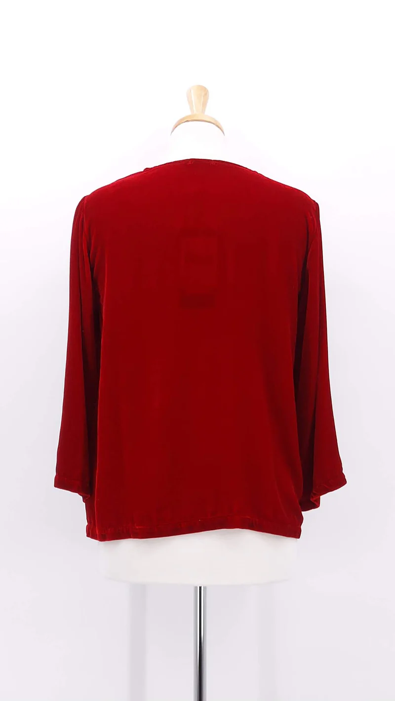 Grizas Velvet Cowl Neck top In Red - Image 3
