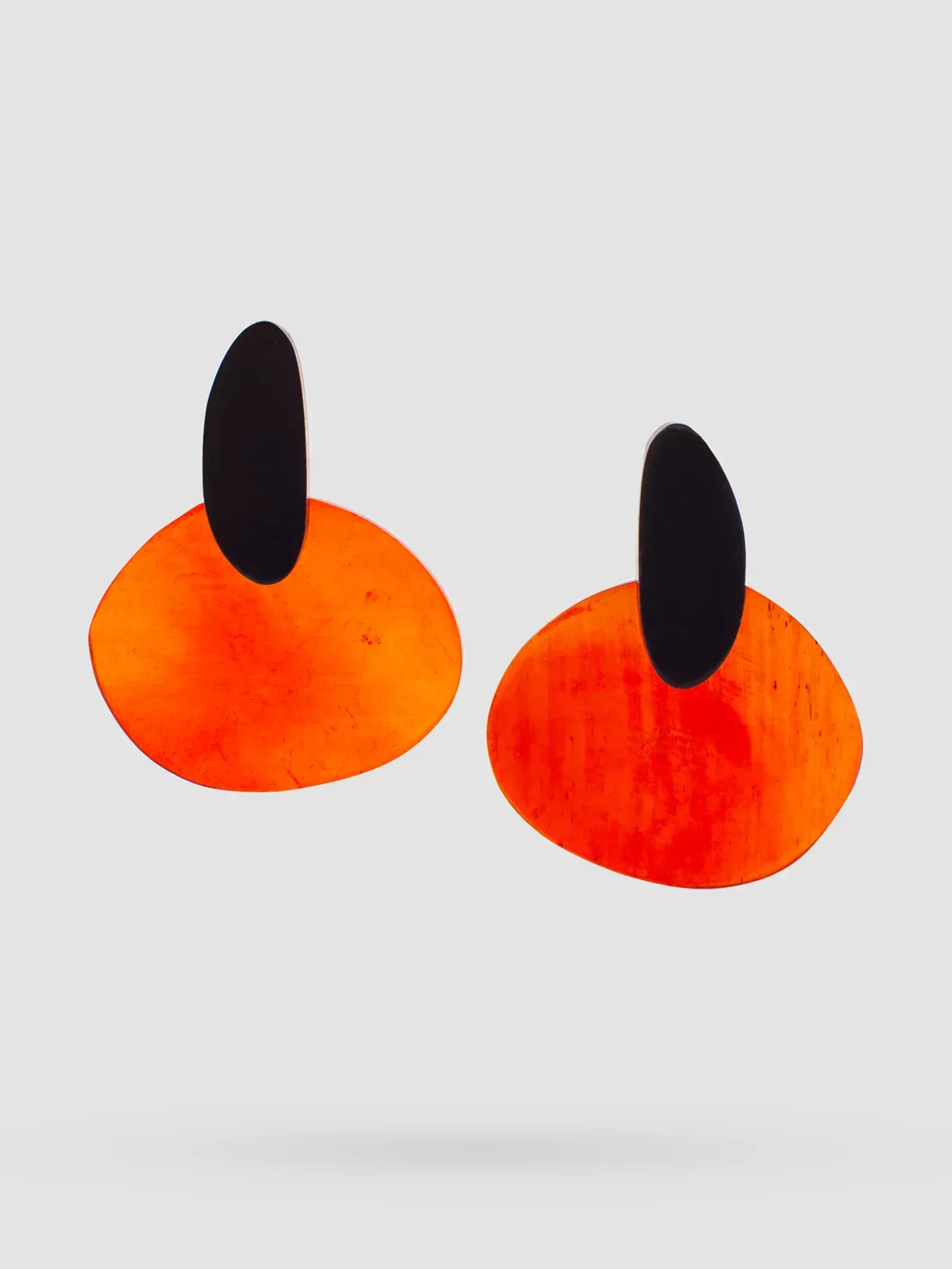 Indira Dyed Horn Earrings In Orange And Black - Image 2