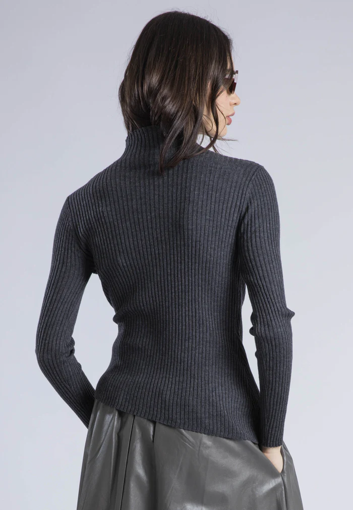 Religion Serena Grey Ribbed Wrap Sweater - Image 2