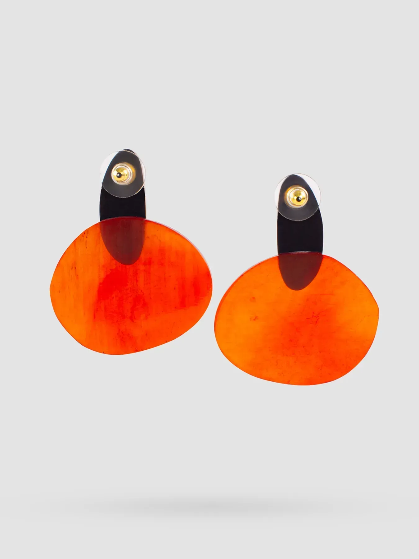 Indira Dyed Horn Earrings In Orange And Black - Image 3