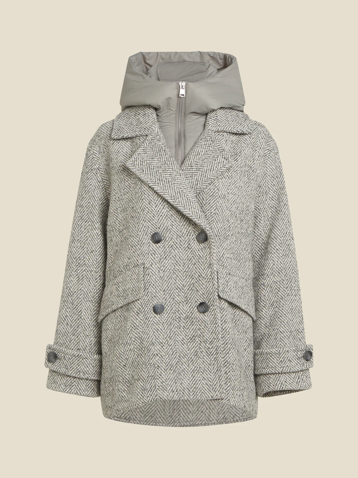 Beaumont Avril Short Coat In Soft Grey - Image 2