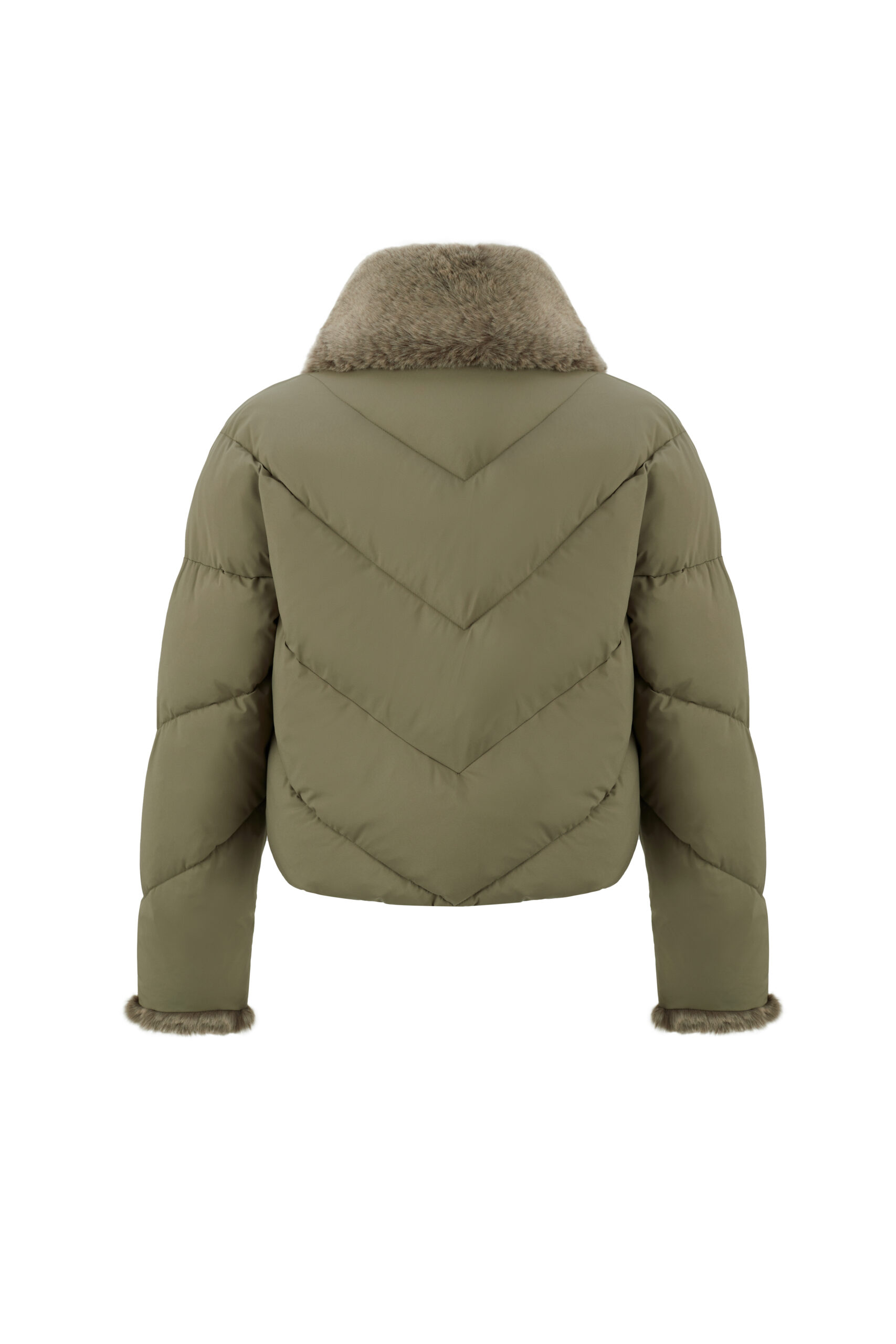 Vegancode Short Fur Collar Jacket Sage - Image 3
