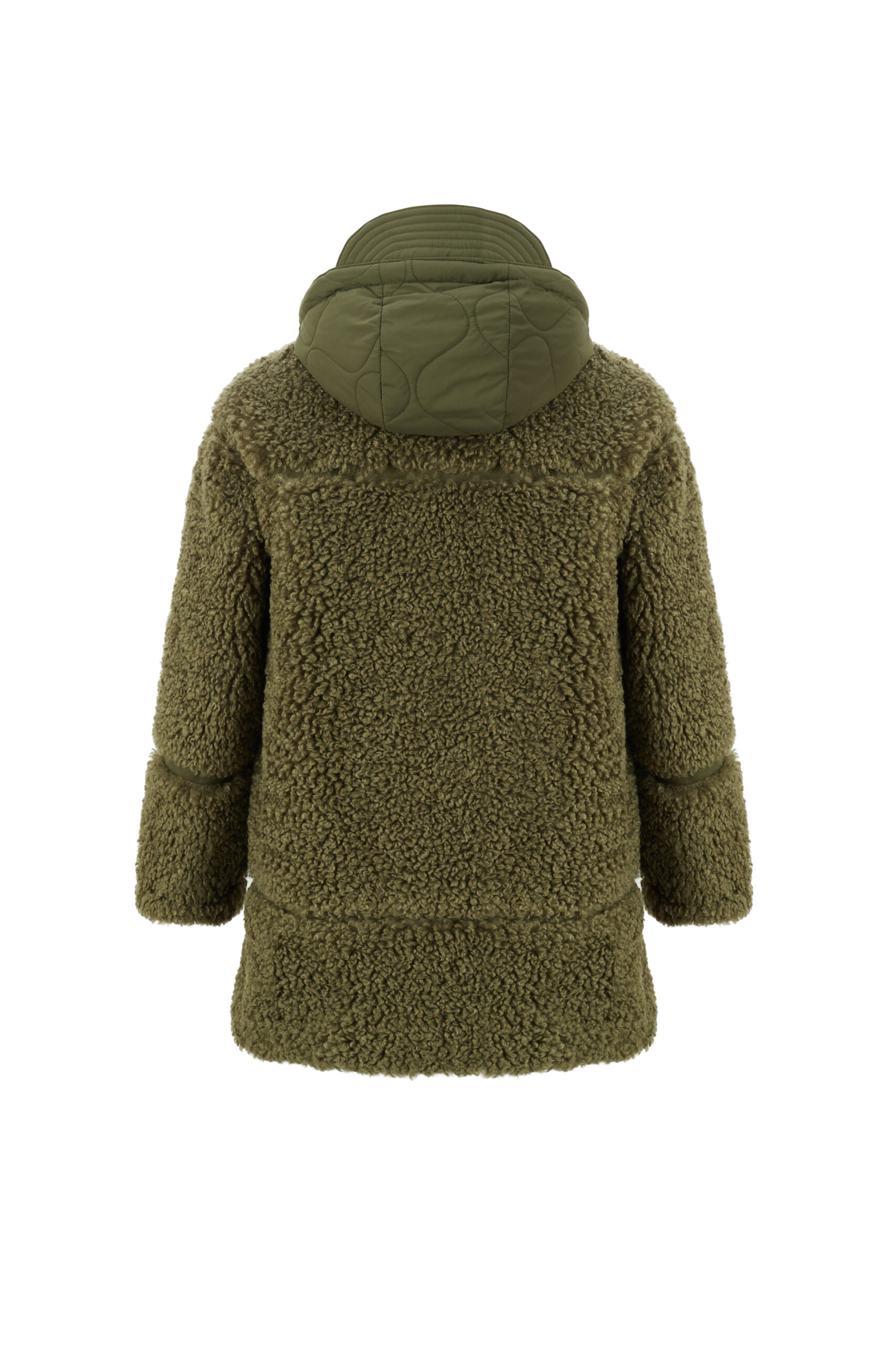Vegancode Long Boucle Jacket In Khaki - Image 3