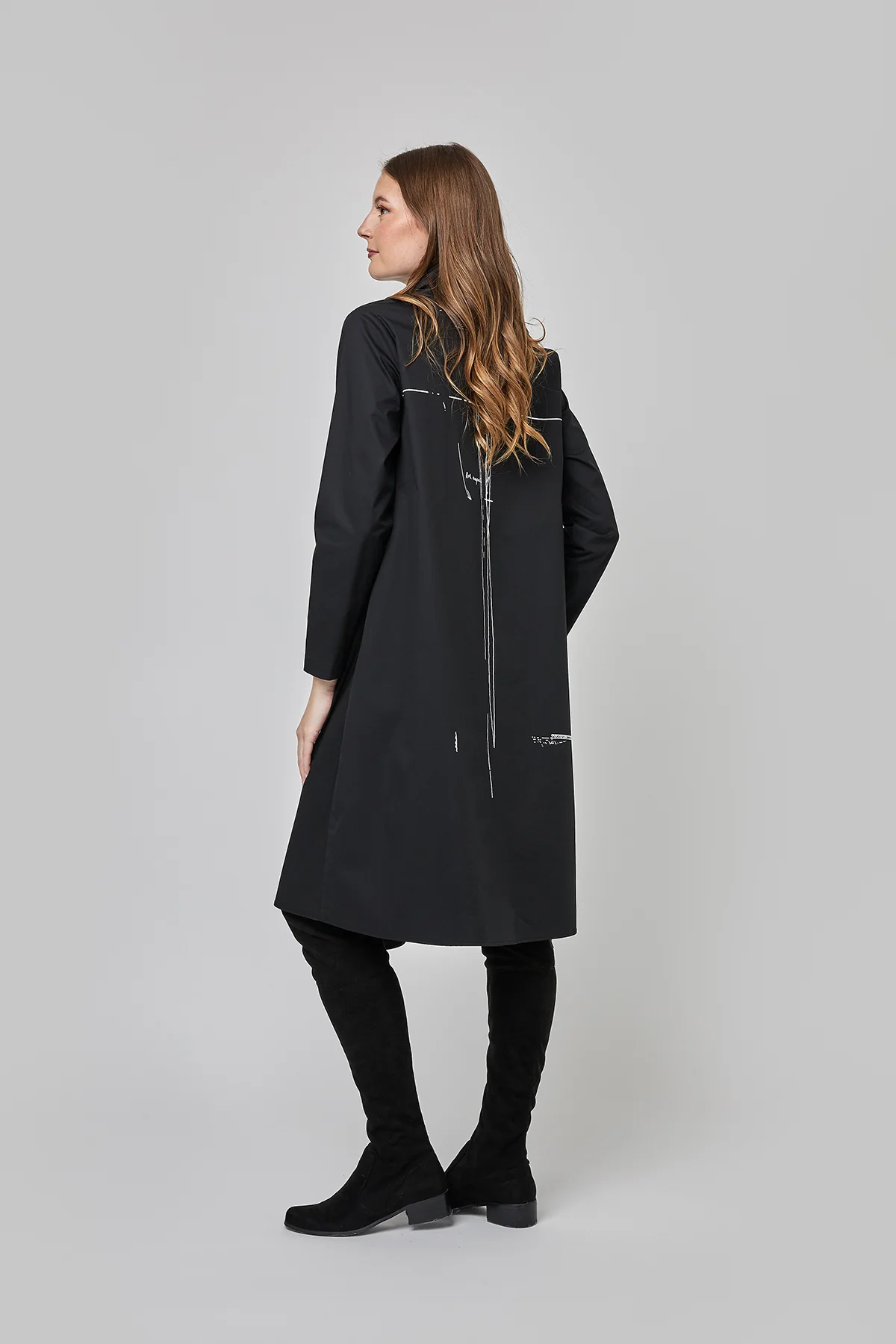 Uchuu LS Long Shirt Dress In Black - Image 2