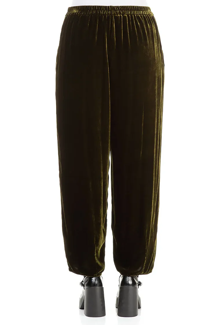 Grizas Velvet Bubble Trouser In Green - Image 3
