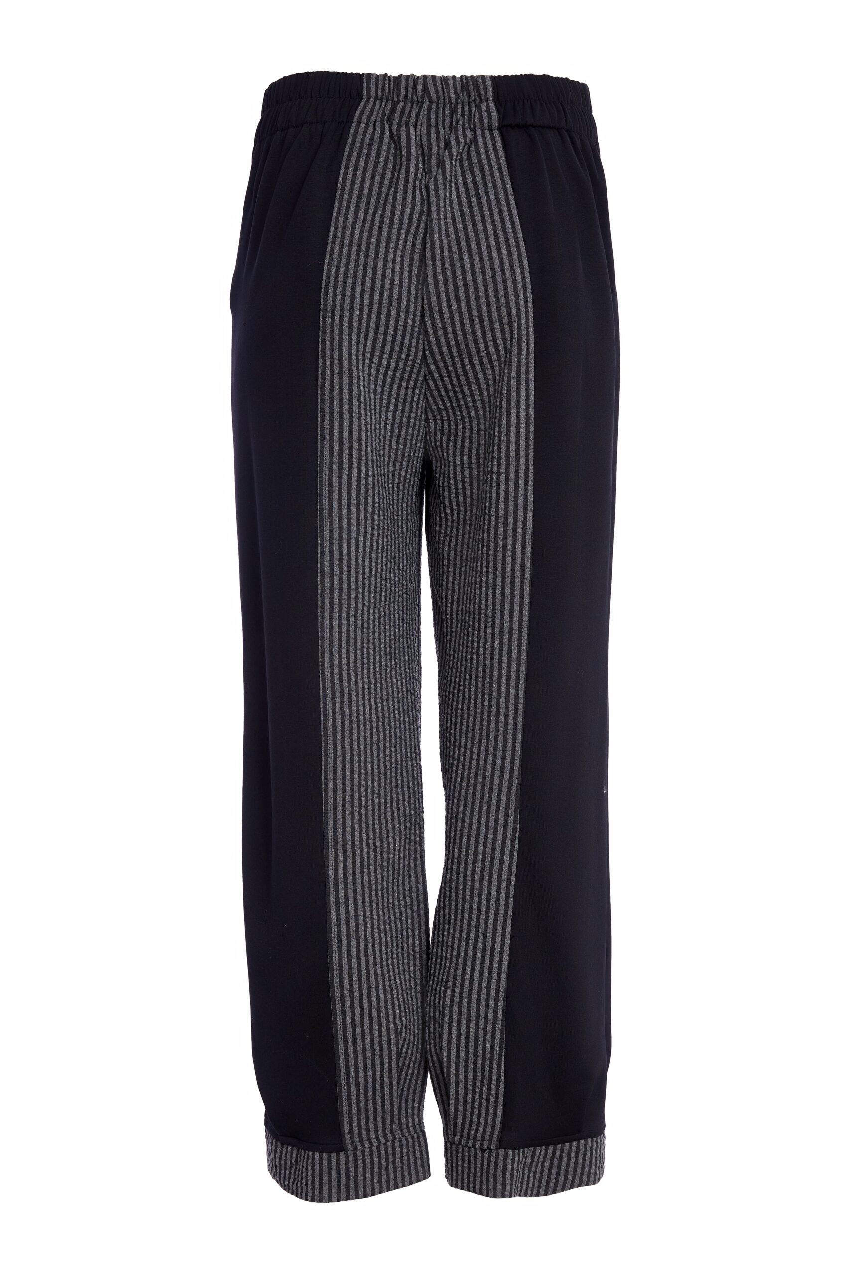 Naya Stripped Trouser With Contrast Side Panels And Hem Cuff In Black/Grey - Image 2