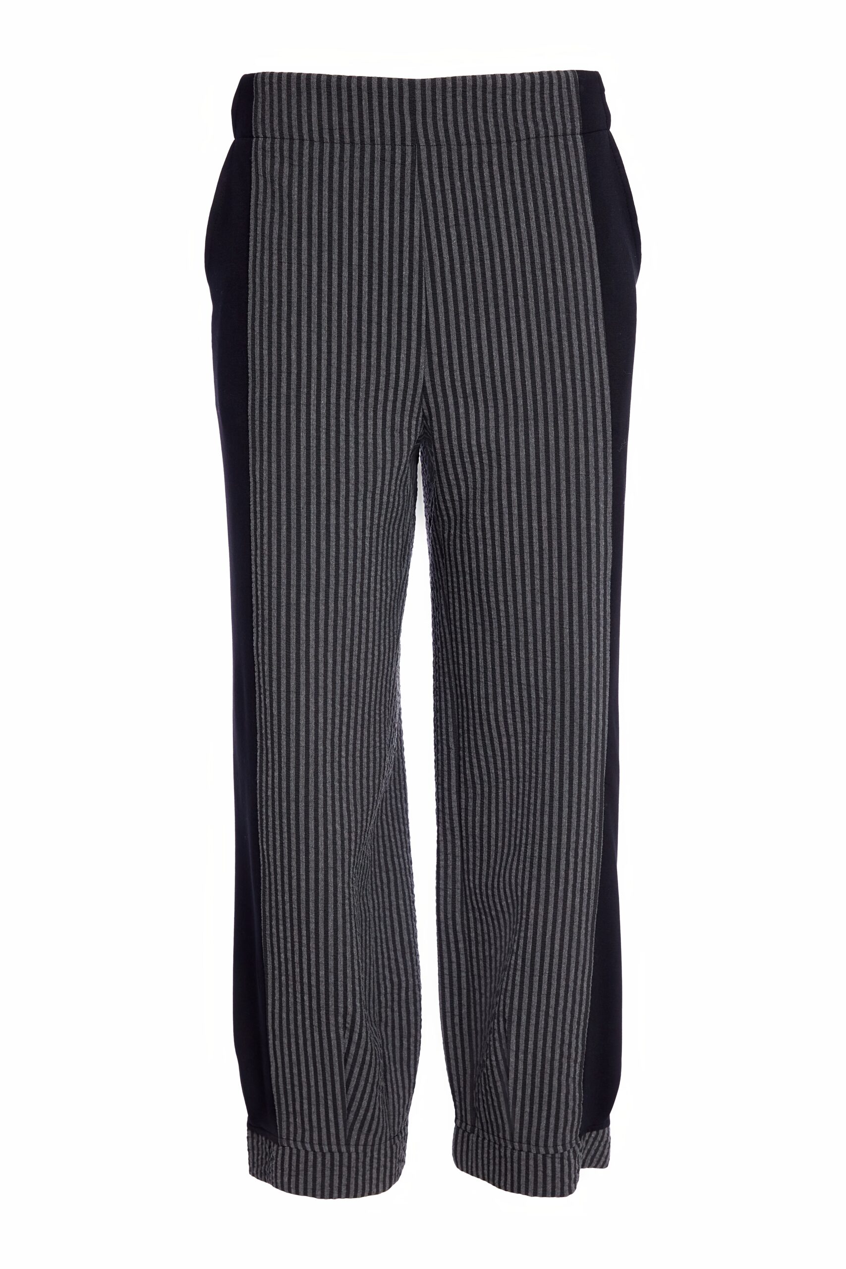 Naya Stripped Trouser With Contrast Side Panels And Hem Cuff In Black/Grey - Image 3