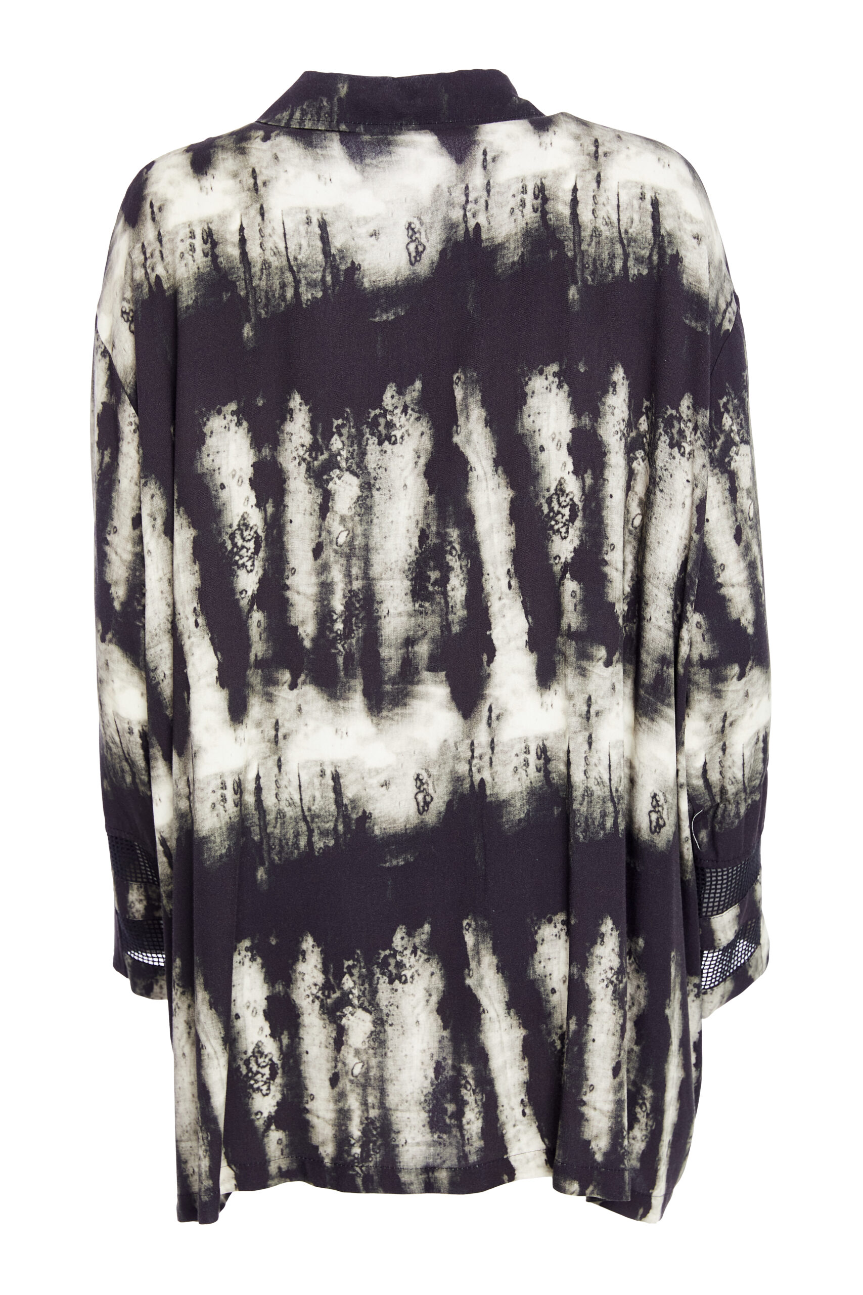 Naya Print Shirt/Jacket With Uneven Hem And Zip Trims In Black/Butter - Image 4