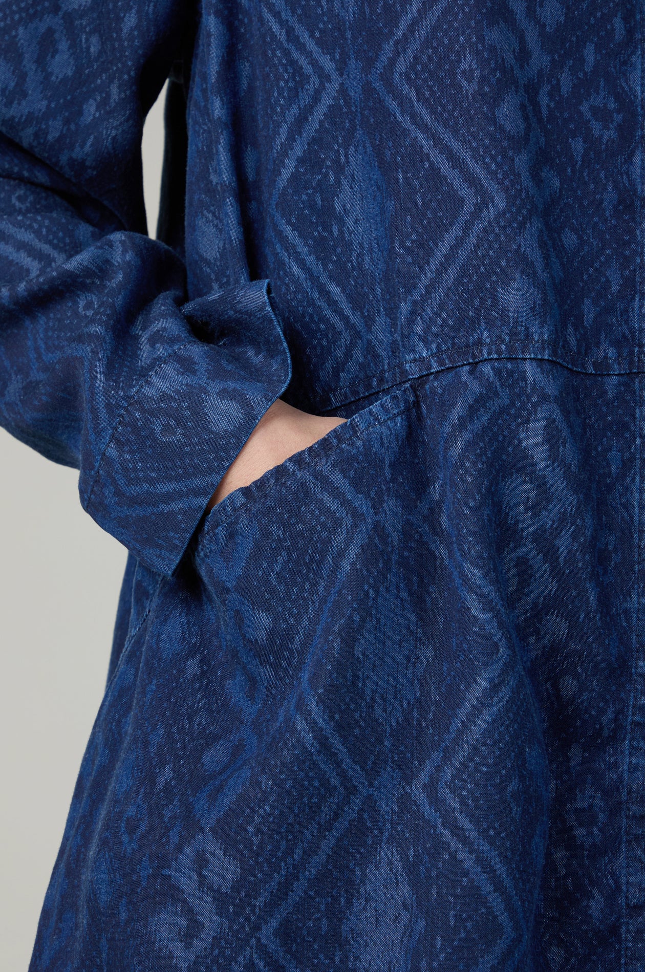 Sahara Diamond Patchwork Print Shirt In Denim - Image 4