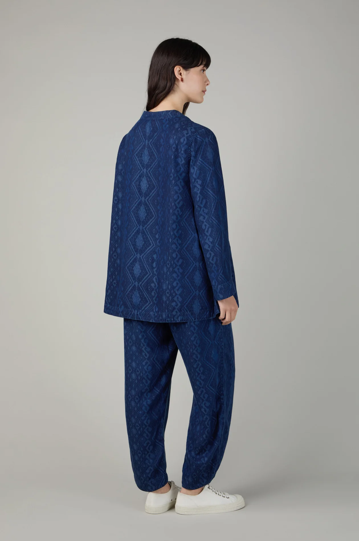 Sahara Diamond Patchwork Print Shirt In Denim - Image 3