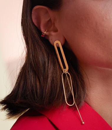 Zag Gold Large Open Link Drop Earrings - Image 2