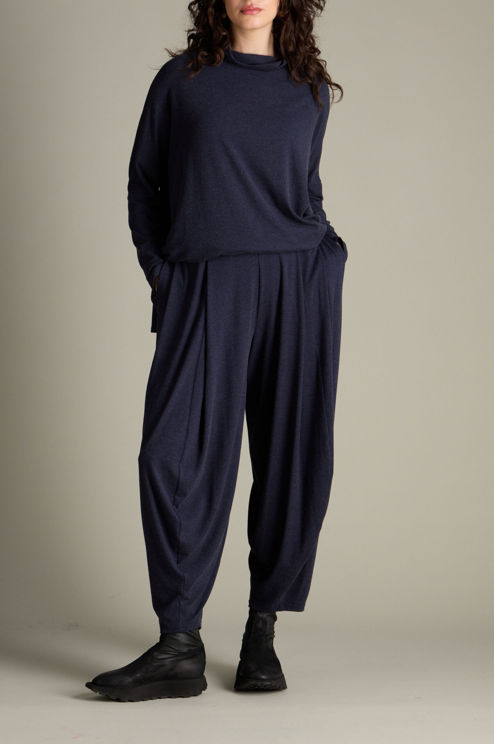 Sahara Soft Viscose Jersey Bubble Trouser In Night - Image 2
