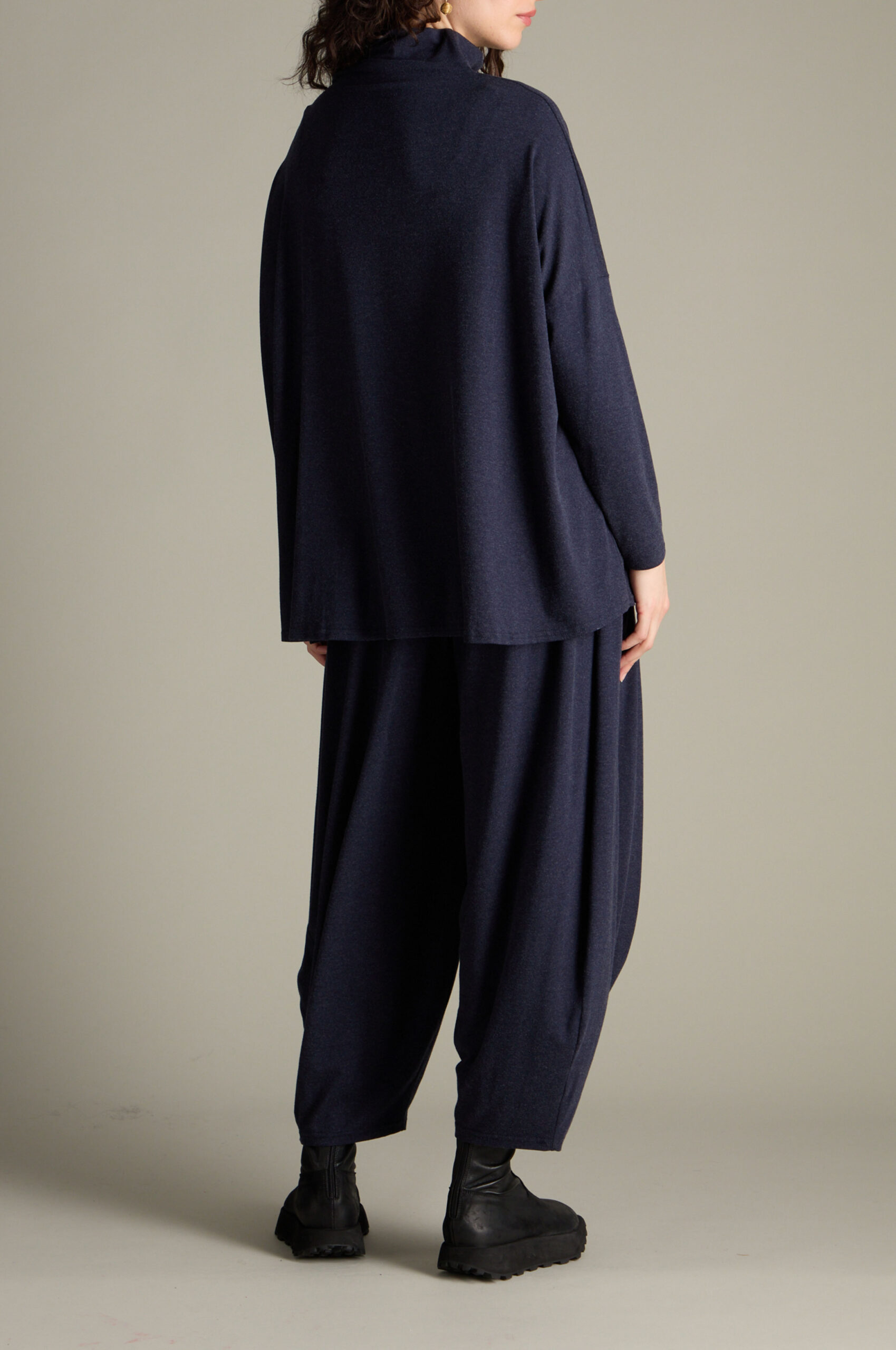 Sahara Soft Viscose Jersey Roll Neck Top In Night - Image 2