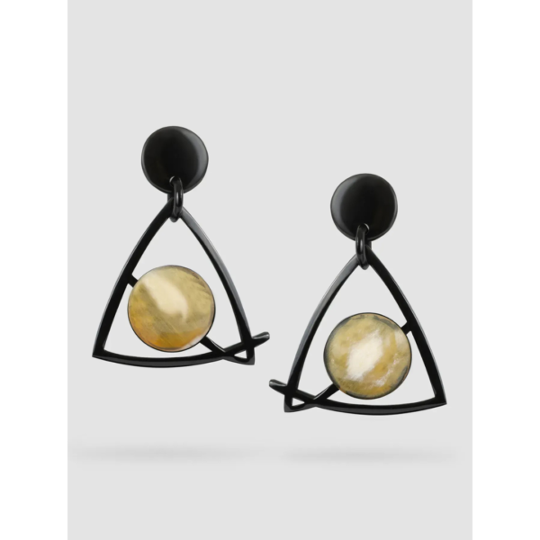 Indira Buffalo Horn Geometric Earrings In Grey And Black