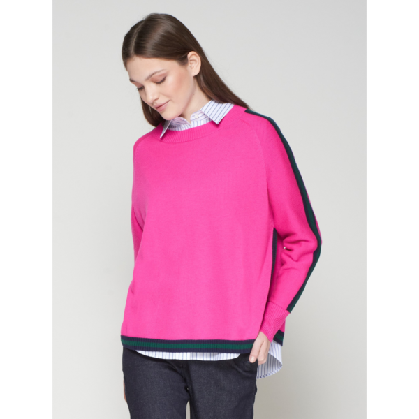 Vilagallo Sweater in Pink with Navy Trim