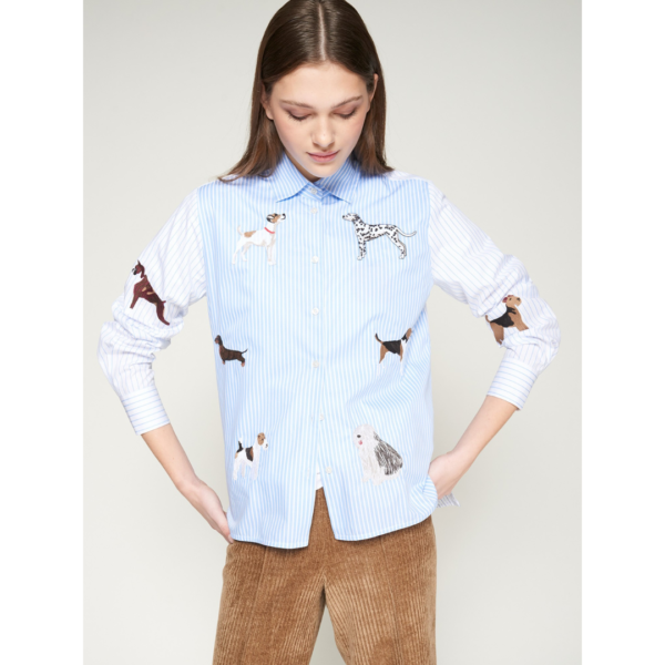Vilagallo Stripey Shirt with Dogs Motif