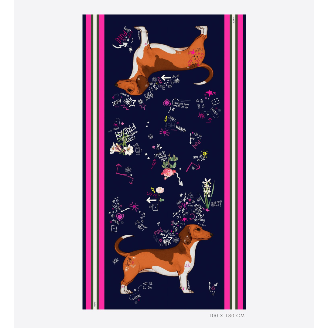 Vilagallo Navy Scarf with Dog