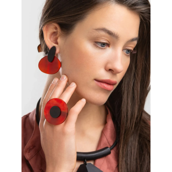 Indira Dyed Horn Ring Red