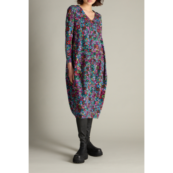 Sahara Peruvian Patchwork Jersey Bubble Dress In Multi