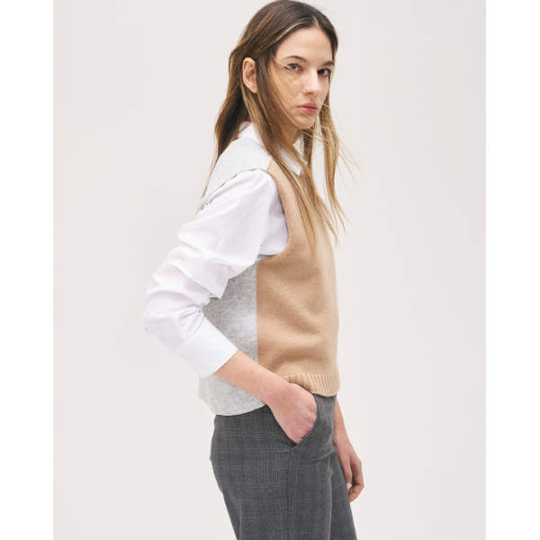 Rosso35 Sleeveless Knit Vest Camel(Light Grey)