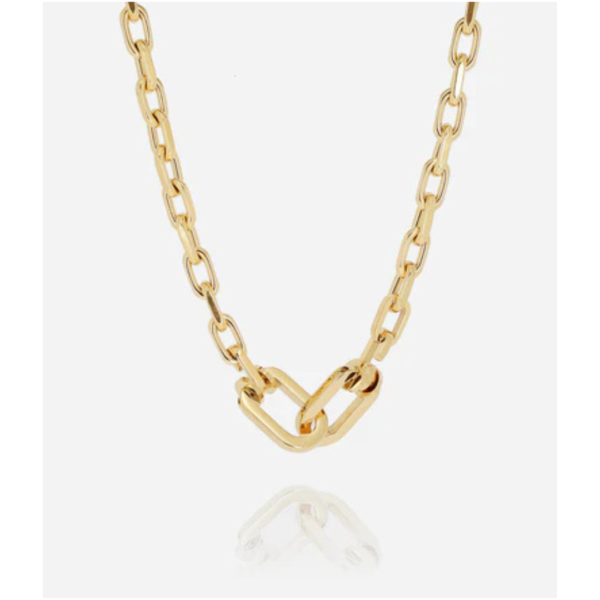 Zag Gold Link Short Necklace With Two Large Links