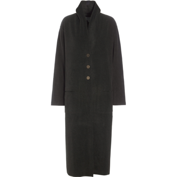 Henriette Steffenson Long Cardigan With Buttons In Chocolate