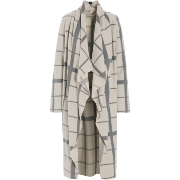 Henriette Steffensen Long Cardigan With Waterfall Collar In Clan Print Kit