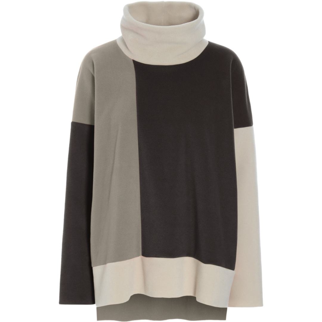 Henriette Steffensen Patch Sweater In Chocolate And Elephant