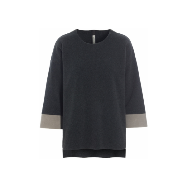 Henriette Steffensen Round Neck In Soft Black And Elephant