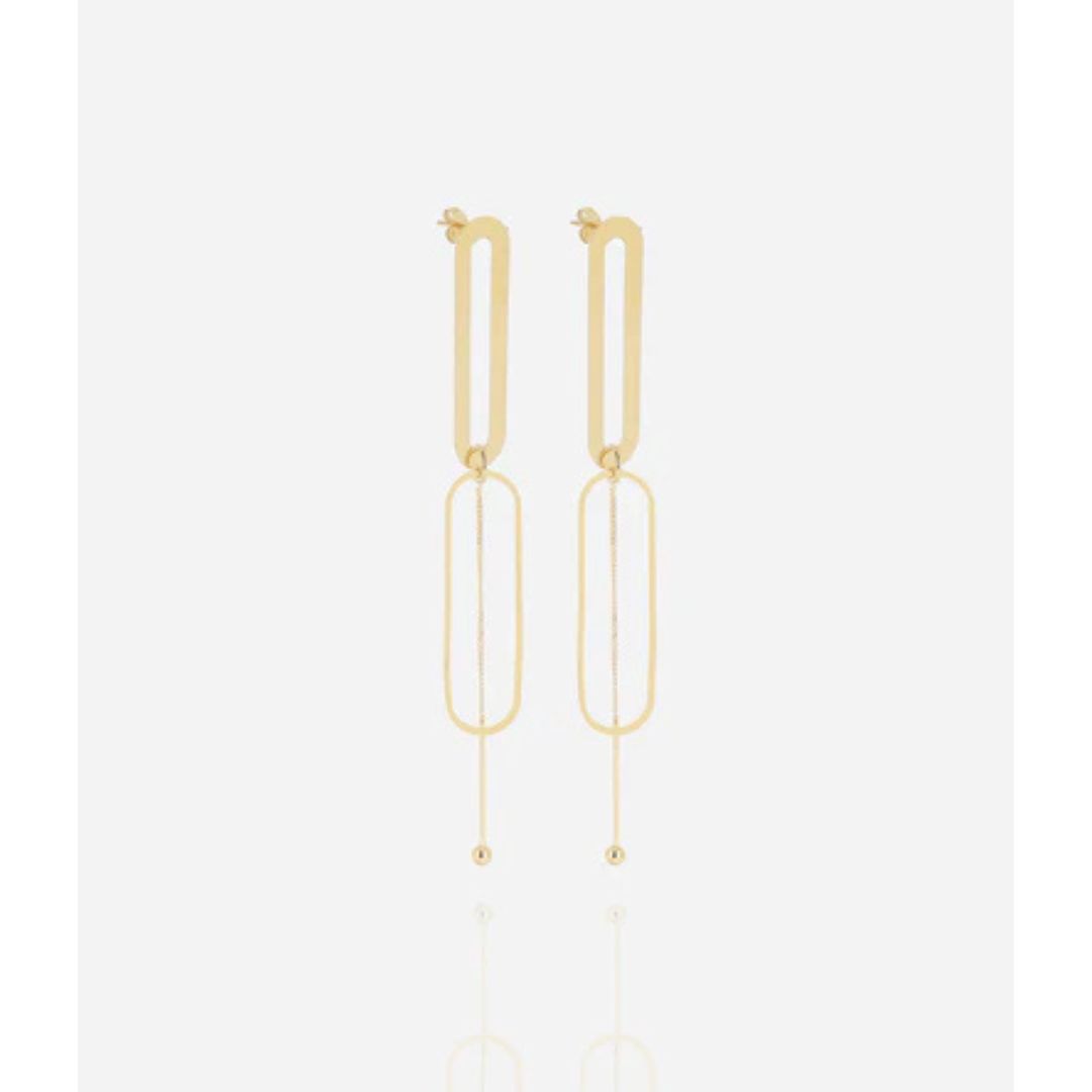 Zag Gold Large Open Link Drop Earrings