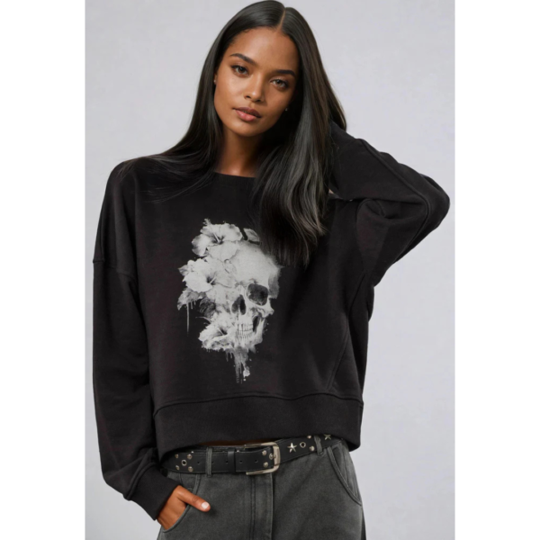 Religion Flora Black Motif Sweatshirt