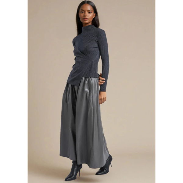 Religion Sophie Grey Faux Leather Skirt