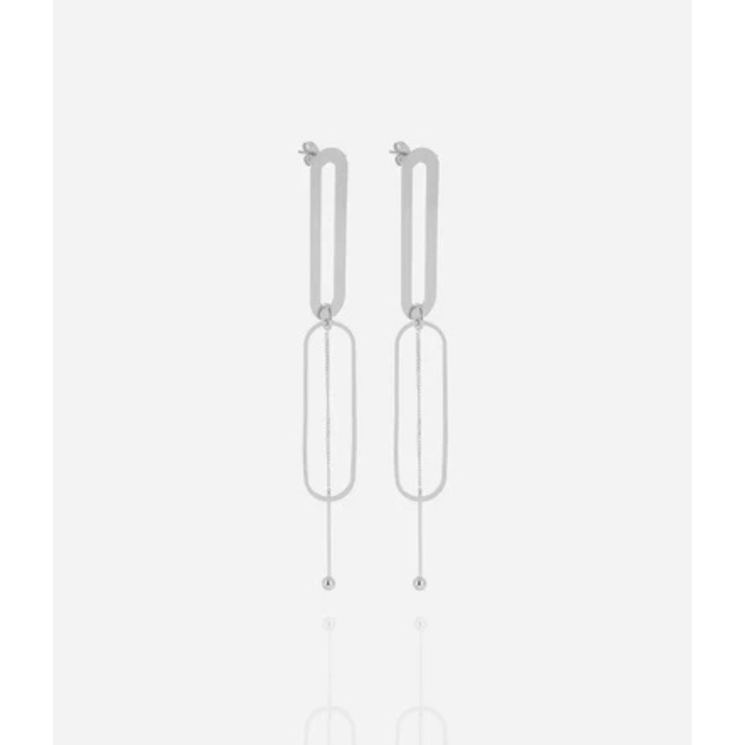 Zag Silver Large Open Link Drop Earrings