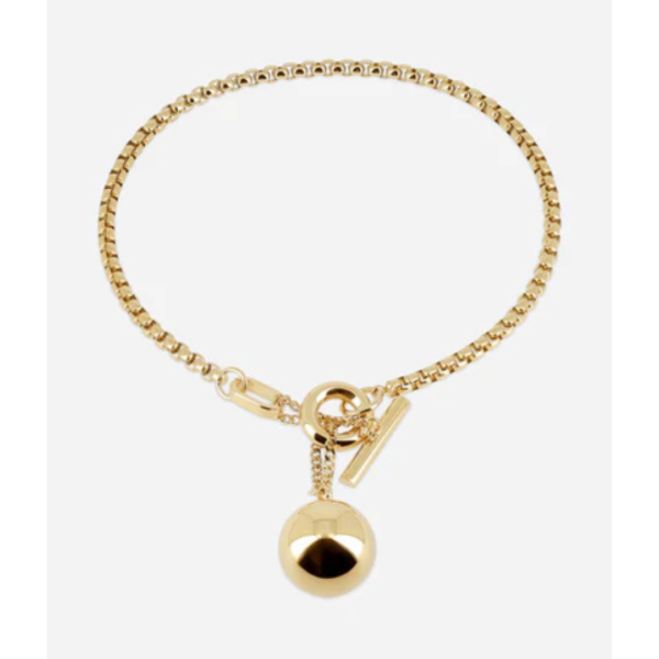 Zag Gold Chain Long Necklace With Ball And T Bar