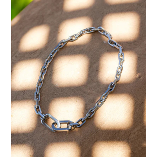 Zag Silver Link Short Necklace With Two Large Links