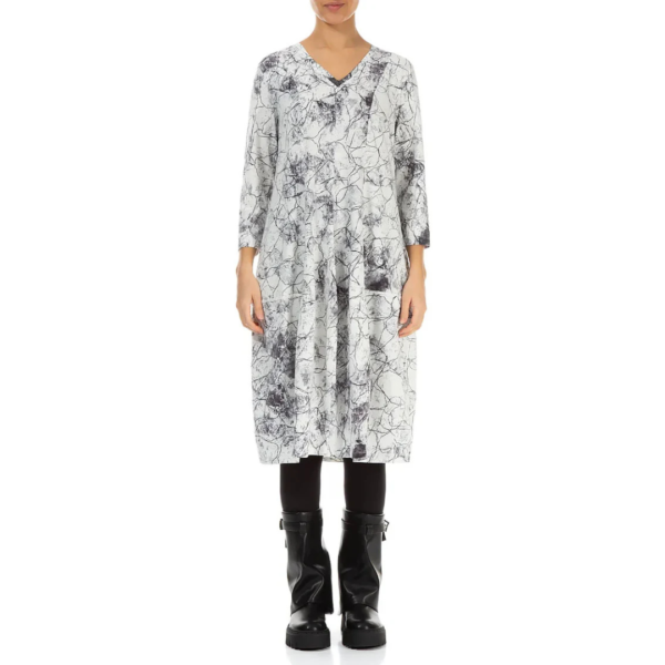 Grizas Marble Effect Bubble Dress In Grey/White