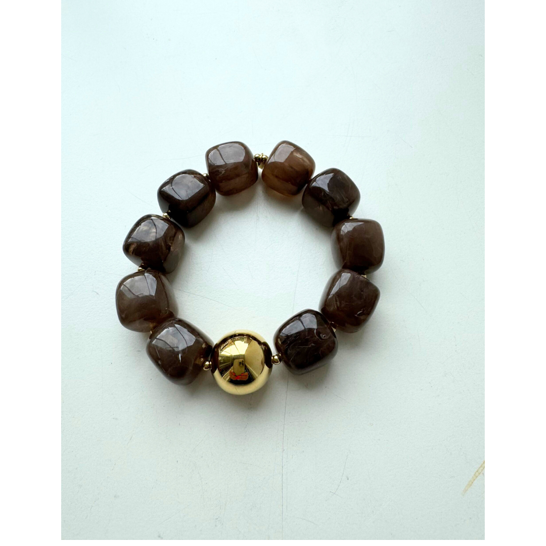 Zag Beaded Bracelet With Ball In Coffee - Image 2