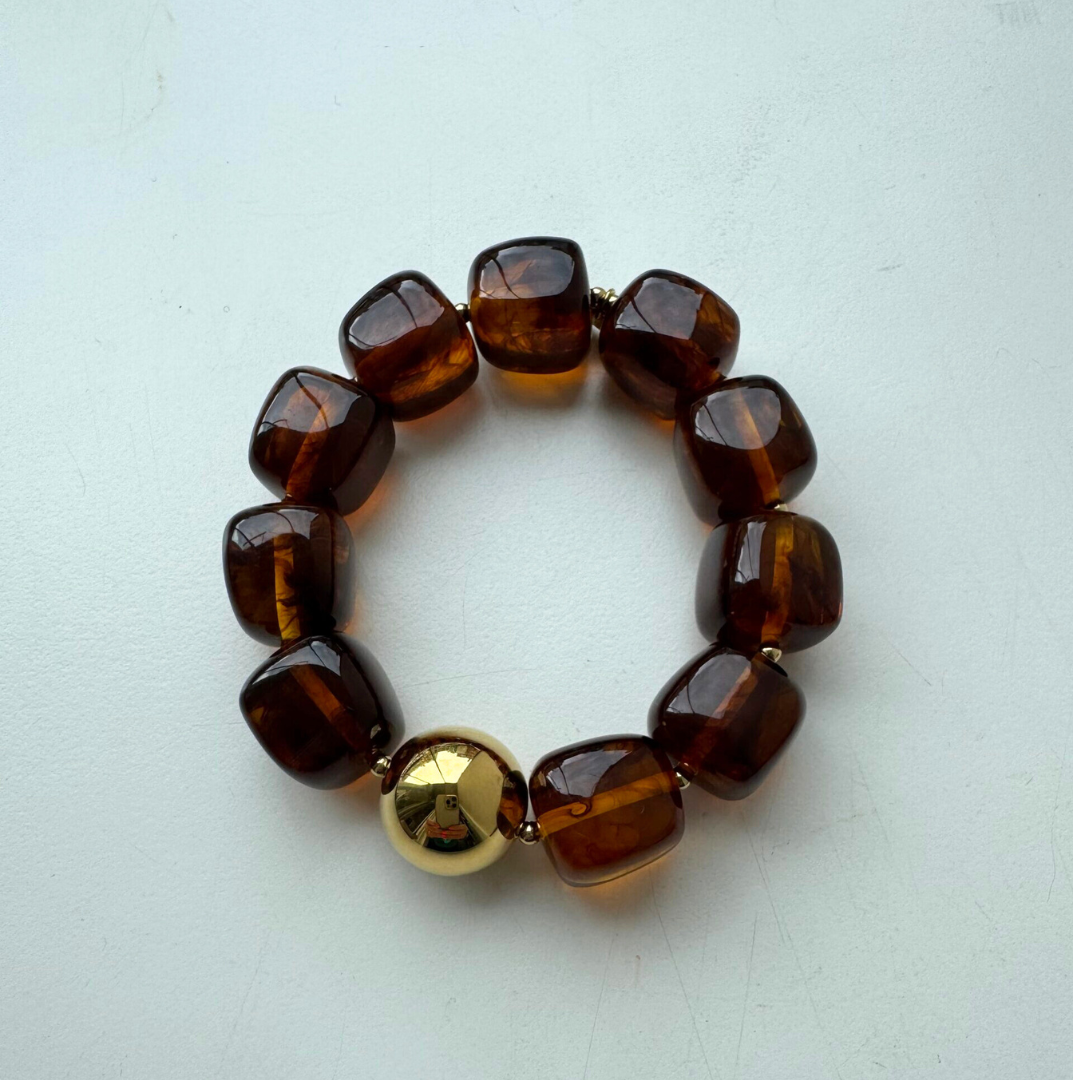 Zag Beaded Bracelet With Ball In Brown - Image 2