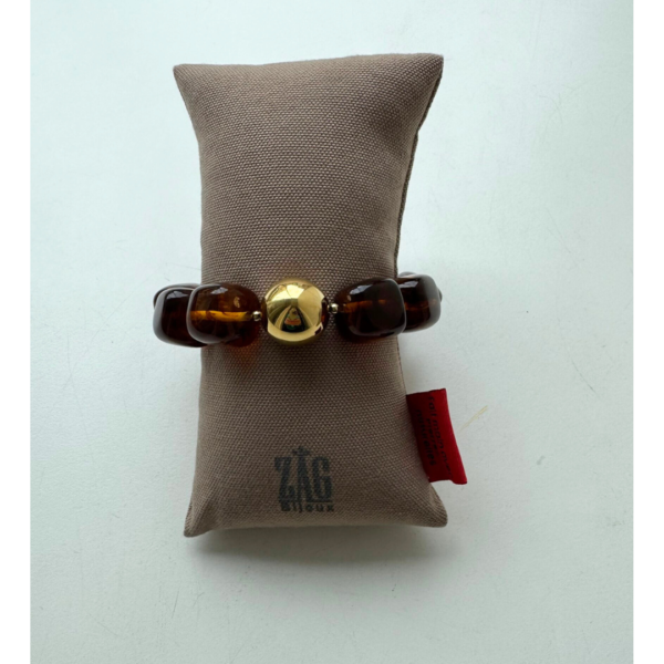 Zag Beaded Bracelet With Ball In Brown