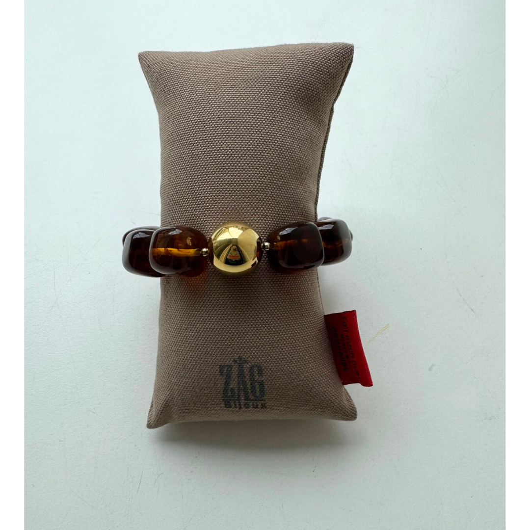 Zag Beaded Bracelet With Ball In Brown