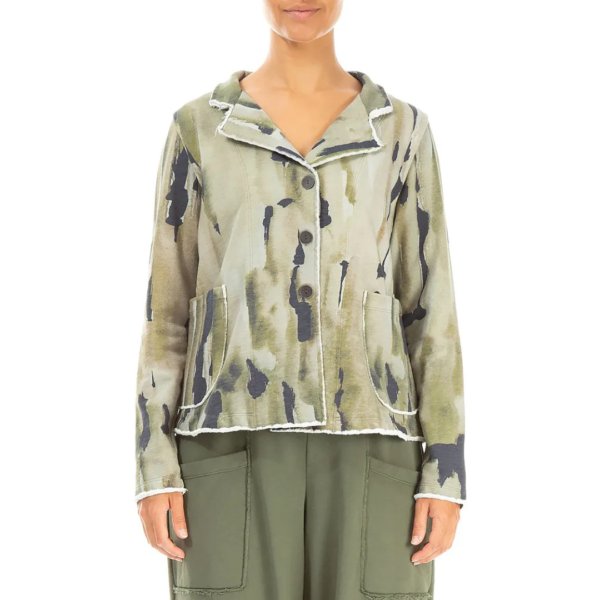 Grizas Short Patterned Jersey Jacket In Green