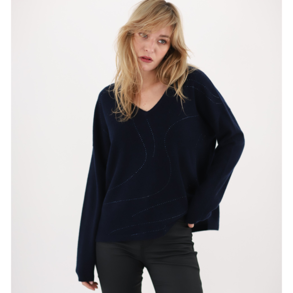 Estheme Cashmere Sweater with Rhinestones