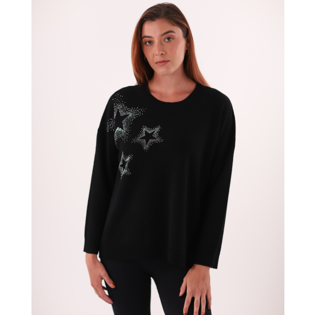 Maud & Sacha Black Jumper With Star Motif