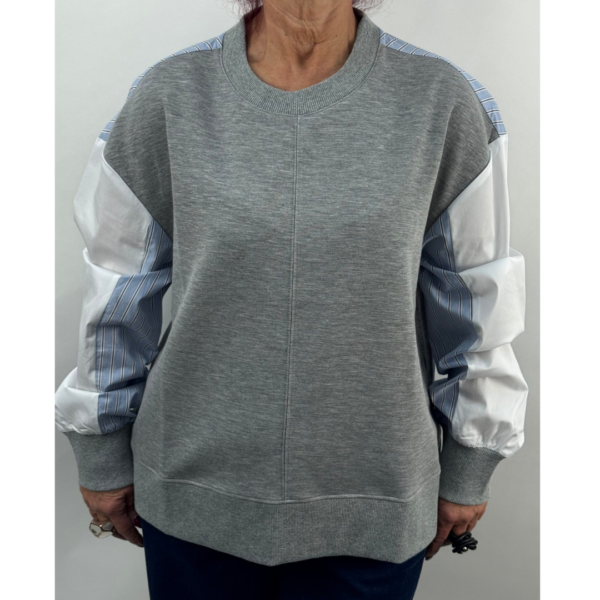 Uchuu Grey Sweatshirt with Cotton Stripe Back